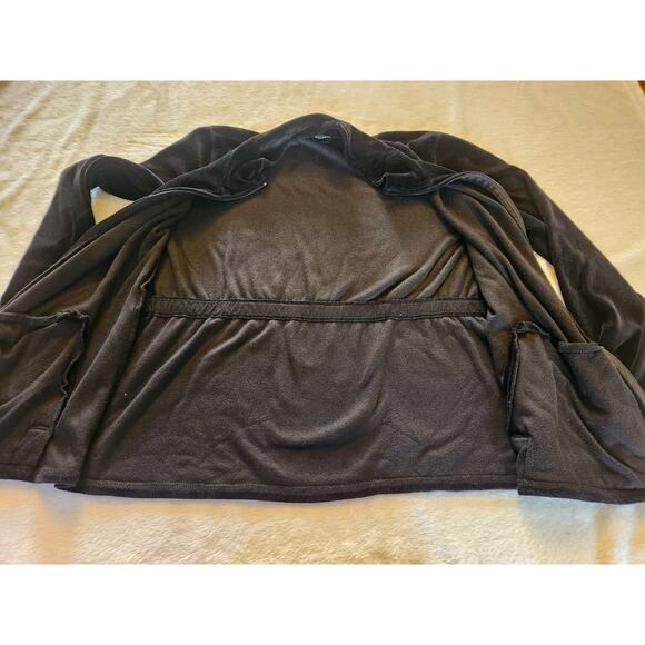 Talbots Small Black Velour Jacket Full Zip Pockets Size Large - Picture 8 of 9